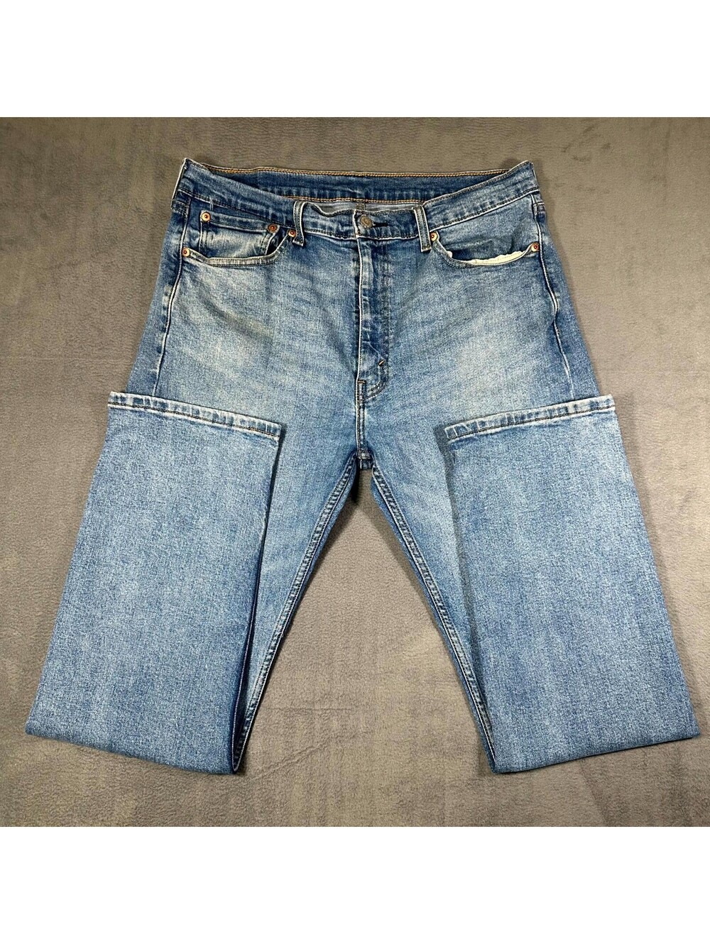 Levi's 505 Jeans Men 36x32 Blue Light Wash Denim Zip Fly Straight Leg Streetwear